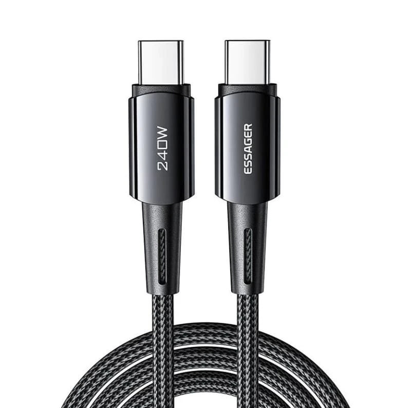 كابل مضفر USB C إلى USB C بقوة 240 واط من Essager – 2 متر