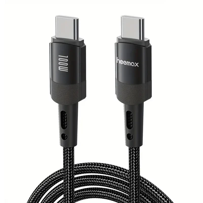 كابل Heemax المضفر USB C إلى USB C بقوة 100 وات – 3 متر