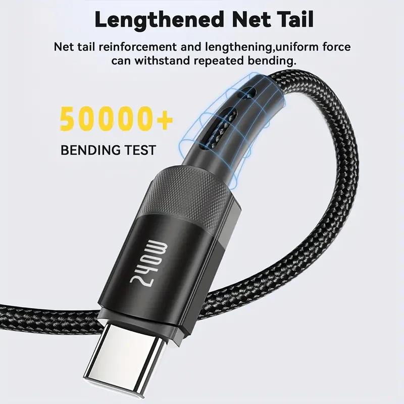 كابل Heemax المضفر USB C إلى USB C بقوة 240 واط - 2 متر