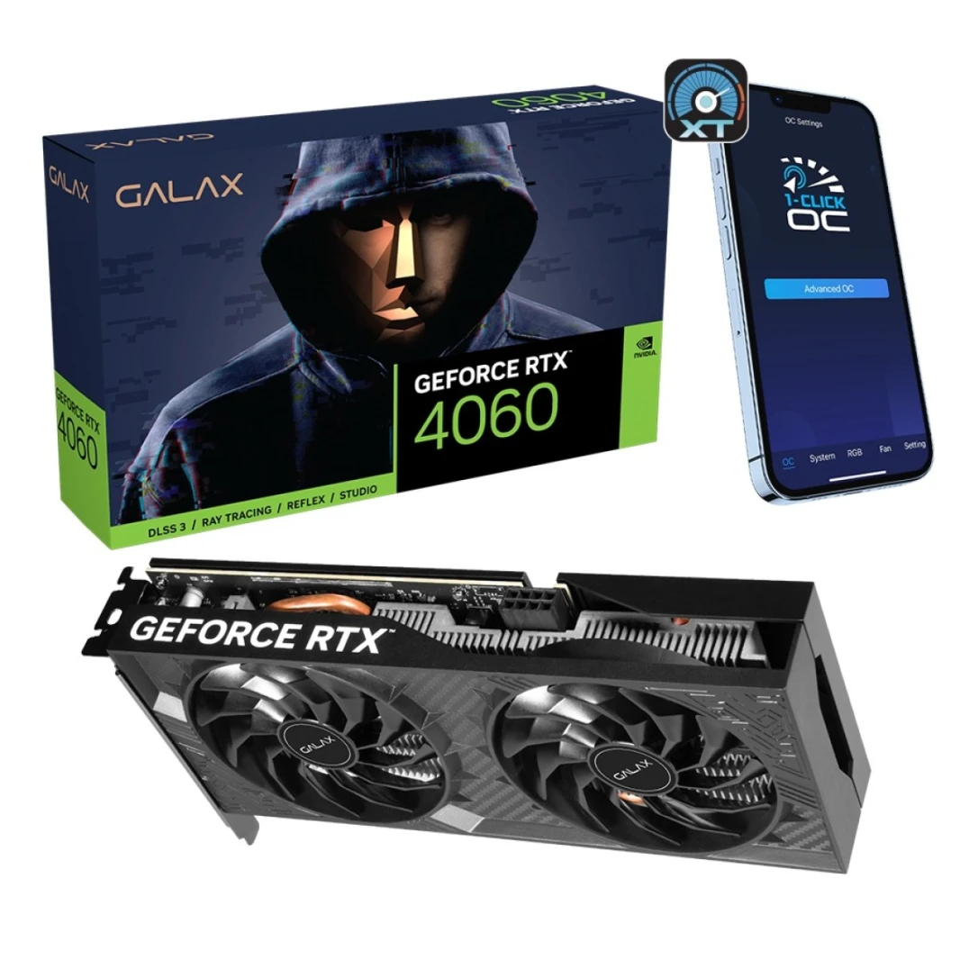 بطاقة رسوميات GALAX RTX4060 8GB 1-Click OC 2X V2 8GB DDR-6 GALAX
