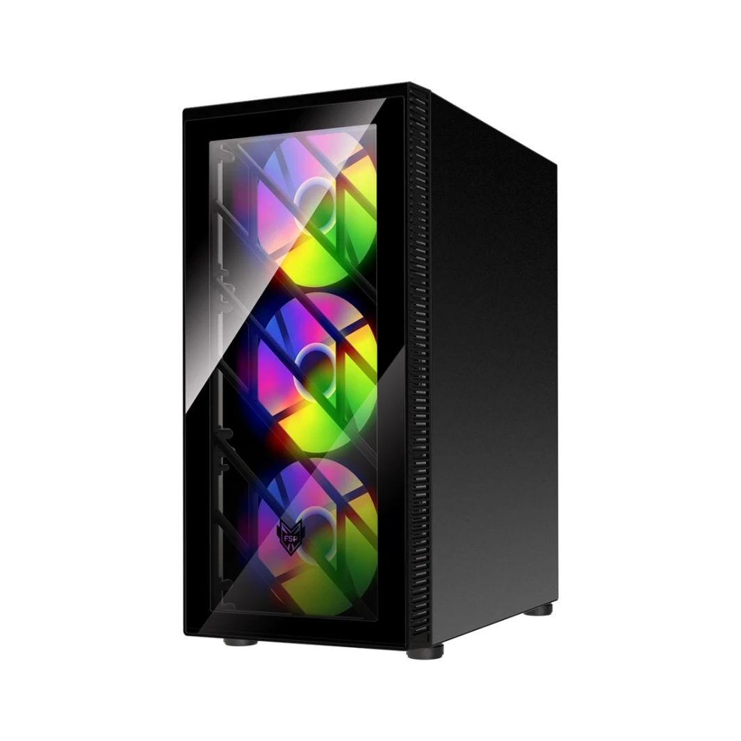 حافظة ألعاب زجاجية مقواة FSP CMT192 RGB (4*FAN) - أسود