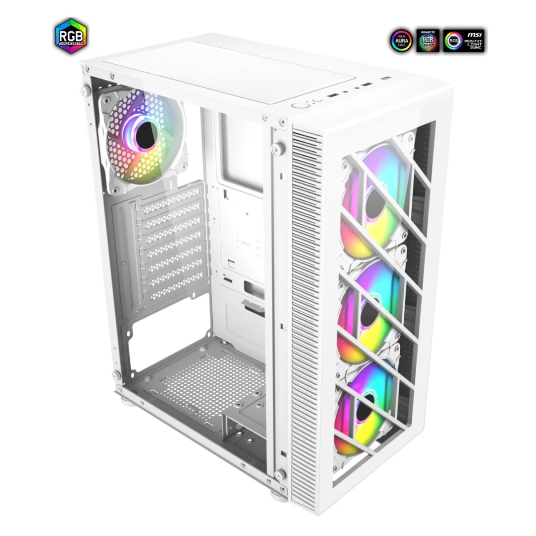 FSP CMT192A ARGB حافظة ألعاب زجاجية مقواة (4*FAN) - أبيضFSP