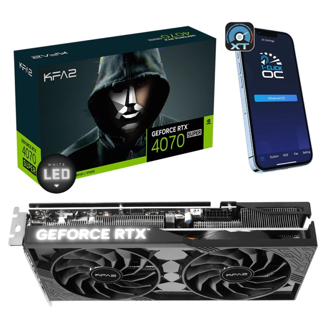 بطاقة الرسوميات KFA2 RTX4070 (SUPER) 1-Click OC 2X 12GB DDR-6XKFA2