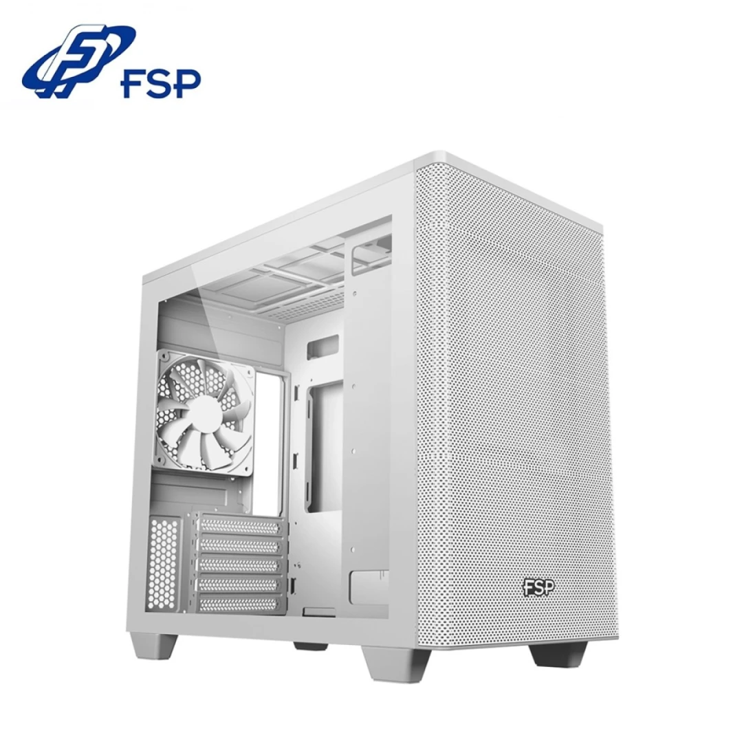 علبة ألعاب FSP CST360 CUBE Micro ATX (مروحة 2*120 مم) - أبيض FSP