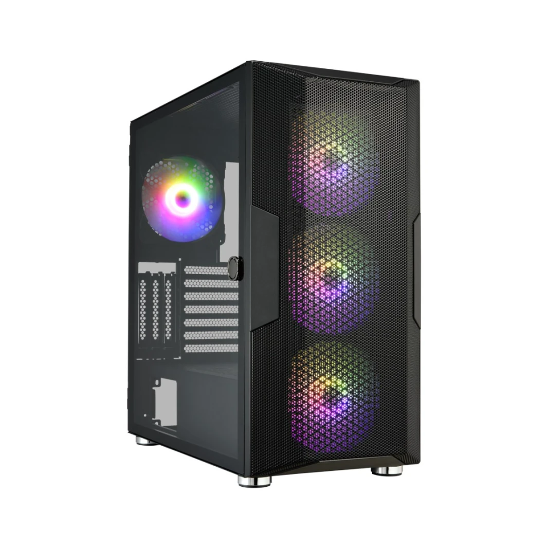 حافظة ألعاب FSP CUT592 - سوداء (140 مم * 4 مروحة ARGB) تدعم E-ATX / مبرد 360 مم / حامل بطاقة VGA مدمجFSP