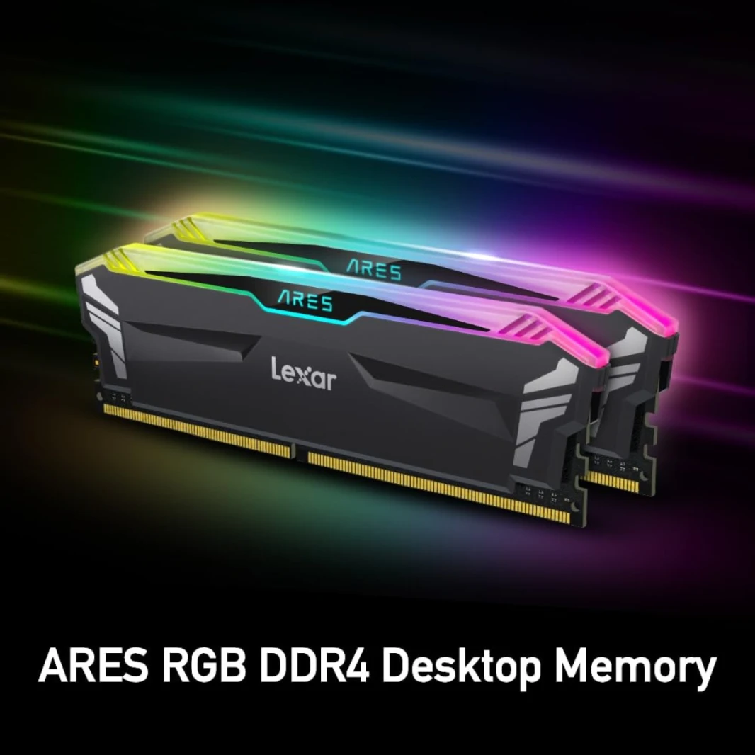 مجموعة ذاكرة LEXAR ARES DDR-4 RGB 32GB 3600MHz (16GBX2) BLACKLEXAR