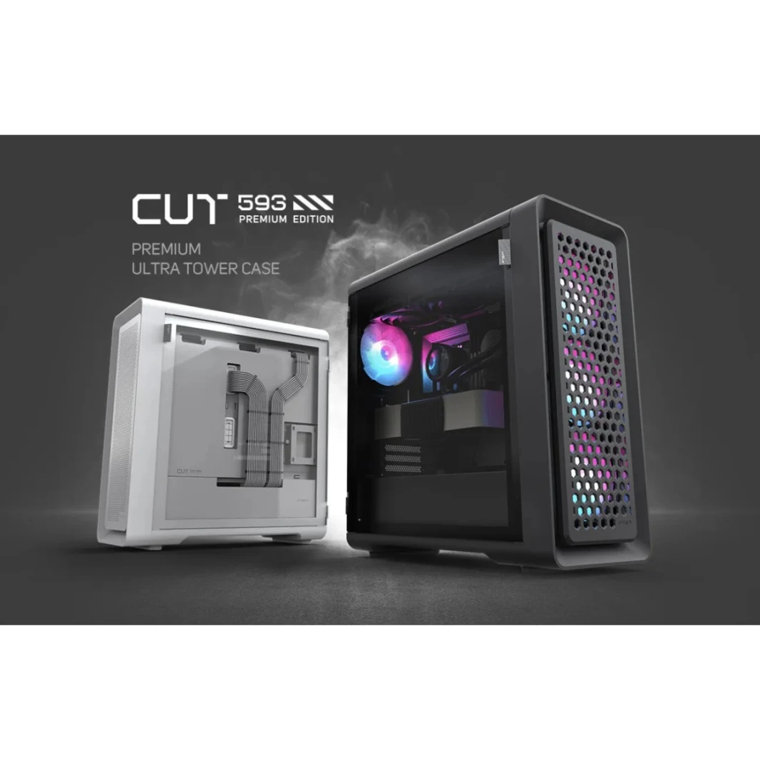 حافظة ألعاب FSP CUT593A Premium Edition - سوداء (مروحة ARGB مقاس 140 مم × 4)FSP