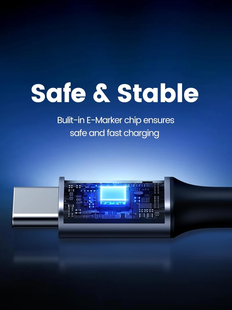 كابل يوجرين مضفر بزاوية 90 درجة بقوة 100 وات من USB C إلى USB C بطول 3 متر - أسود