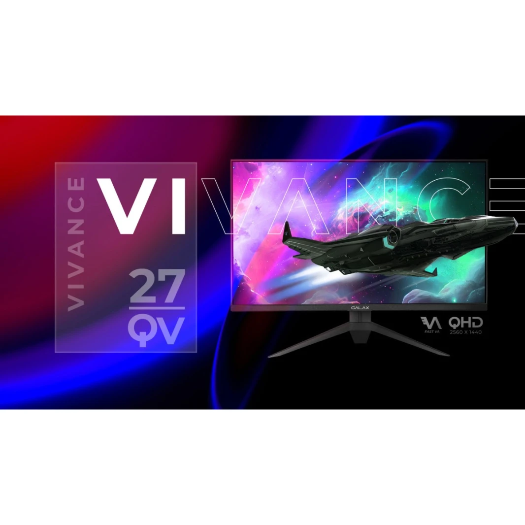 شاشة ألعاب Galax Vivance-27QV مقاس 27 بوصة 165 هرتز 1 مللي ثانية 2K Fast VA sRGB 100% G-SYNC HDMI 2.1 من GALAX