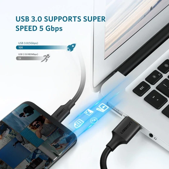 UGREEN USB 3.0 to USB-C Cable 1M – Black