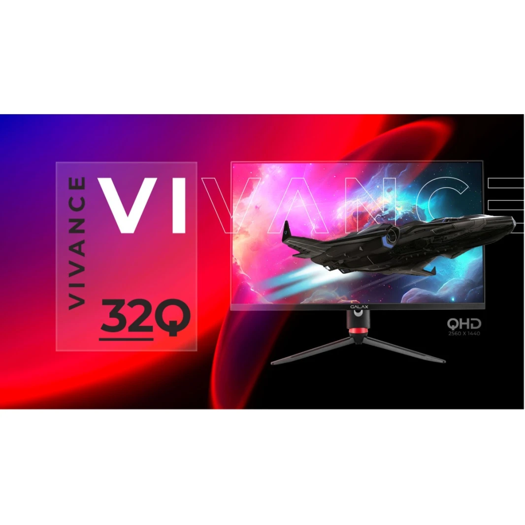 شاشة ألعاب Galax Vivance-32Q مقاس 32 بوصة 165 هرتز 1 مللي ثانية 2K IPS 100% SRGB HDR G-SYNC HDMI V2.1 مع مكبر صوت GALAX
