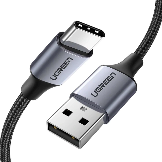 كابل USB C إلى A مضفر من النايلون من UGREEN بطول 2 متر - أسود