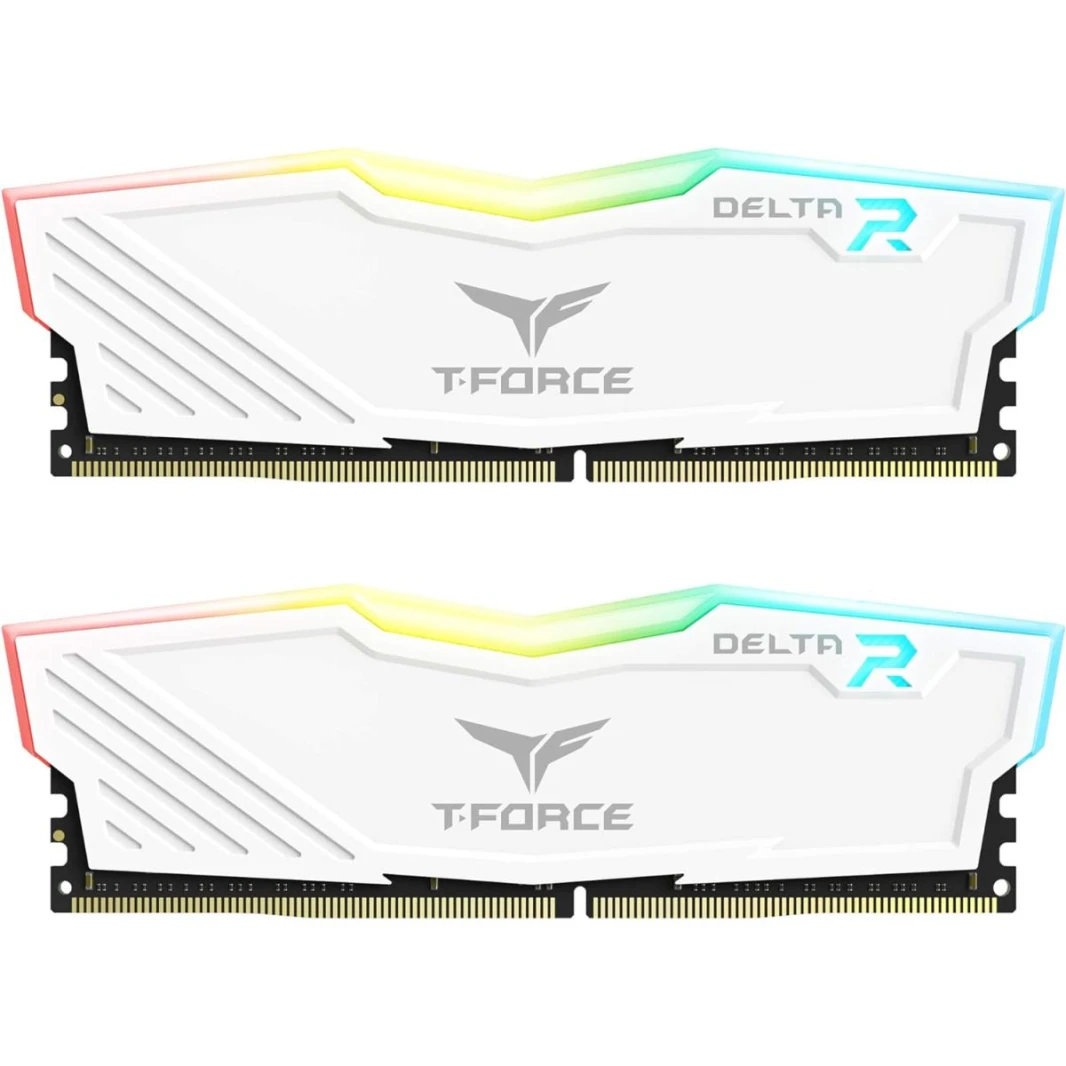 مجموعة ذاكرة سطح المكتب T-Force Delta RGB من TEAMGROUP بسعة 32 جيجابايت (2x16) وتردد 3600 ميجاهرتز CL18 DDR4 - باللون الأبيض