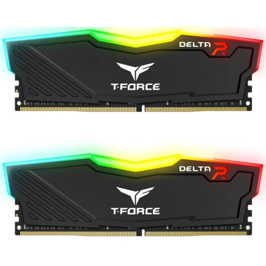 مجموعة ذاكرة سطح المكتب T-Force Delta RGB من TEAMGROUP بسعة 16 جيجابايت (2x8) وتردد 3600 ميجاهرتز CL18 DDR4 - أسود