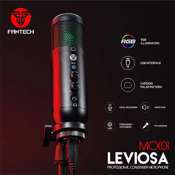 ميكروفون مكثف احترافي MCX01 من FANTECH LEVIOSA RGB