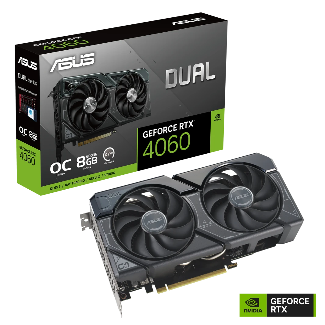 بطاقة الرسوميات ASUS Dual GeForce RTX™ 4060 OC Edition 8GB GDDR6 PCIe 4.0 DLSS 3 Axial-tech Fan Design