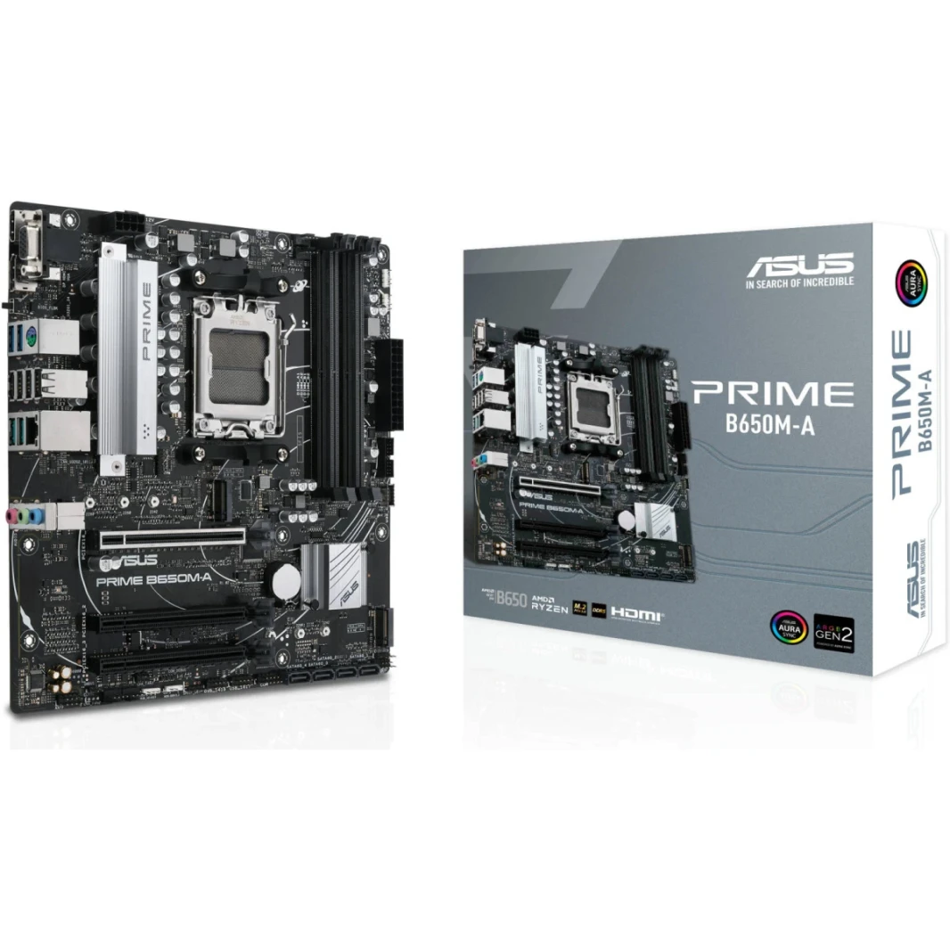 لوحة أم ASUS Prime B650M-A AM5 لمعالج Ryzen 7000 PCIe 5.0 2x M.2 2.5Gb LAN USB 3.2 Gen 1 Type-C