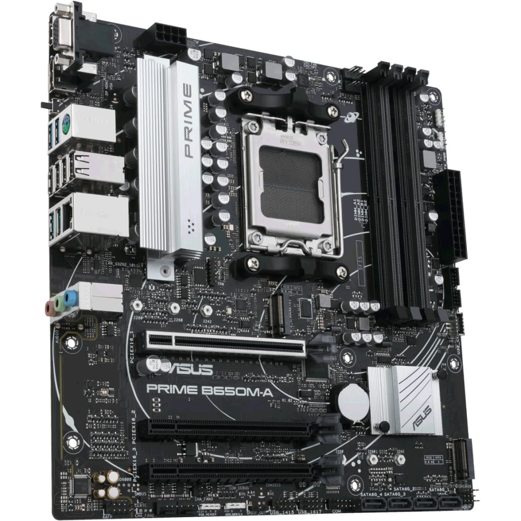 لوحة أم ASUS Prime B650M-A AM5 لمعالج Ryzen 7000 PCIe 5.0 2x M.2 2.5Gb LAN USB 3.2 Gen 1 Type-C