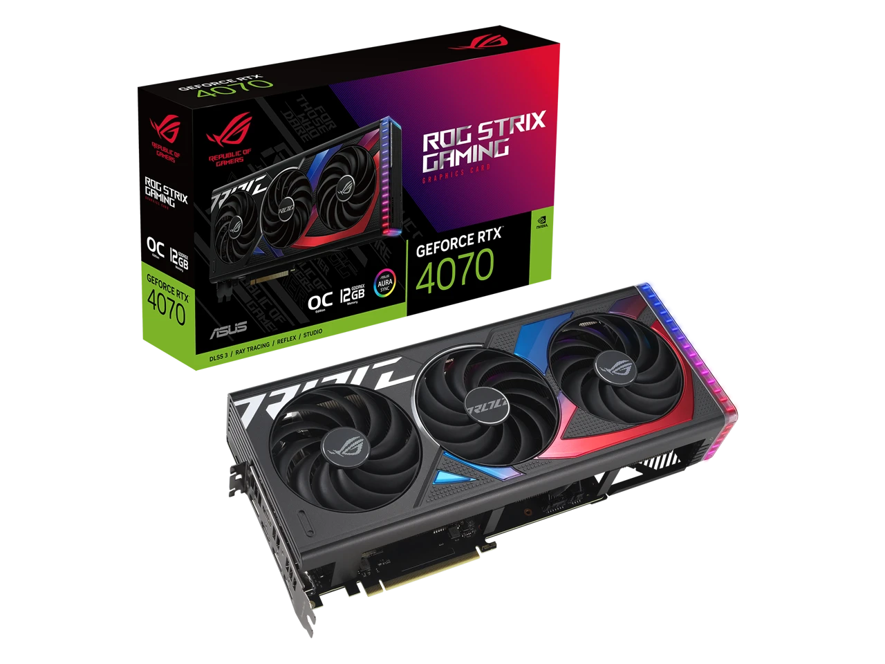 بطاقة الرسوميات للألعاب ASUS ROG Strix GeForce RTX 4070 OC Edition (PCIe 4.0، 12 جيجابايت GDDR6X)