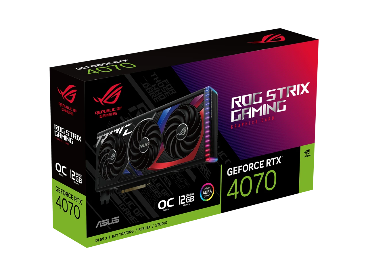بطاقة الرسوميات للألعاب ASUS ROG Strix GeForce RTX 4070 OC Edition (PCIe 4.0، 12 جيجابايت GDDR6X)