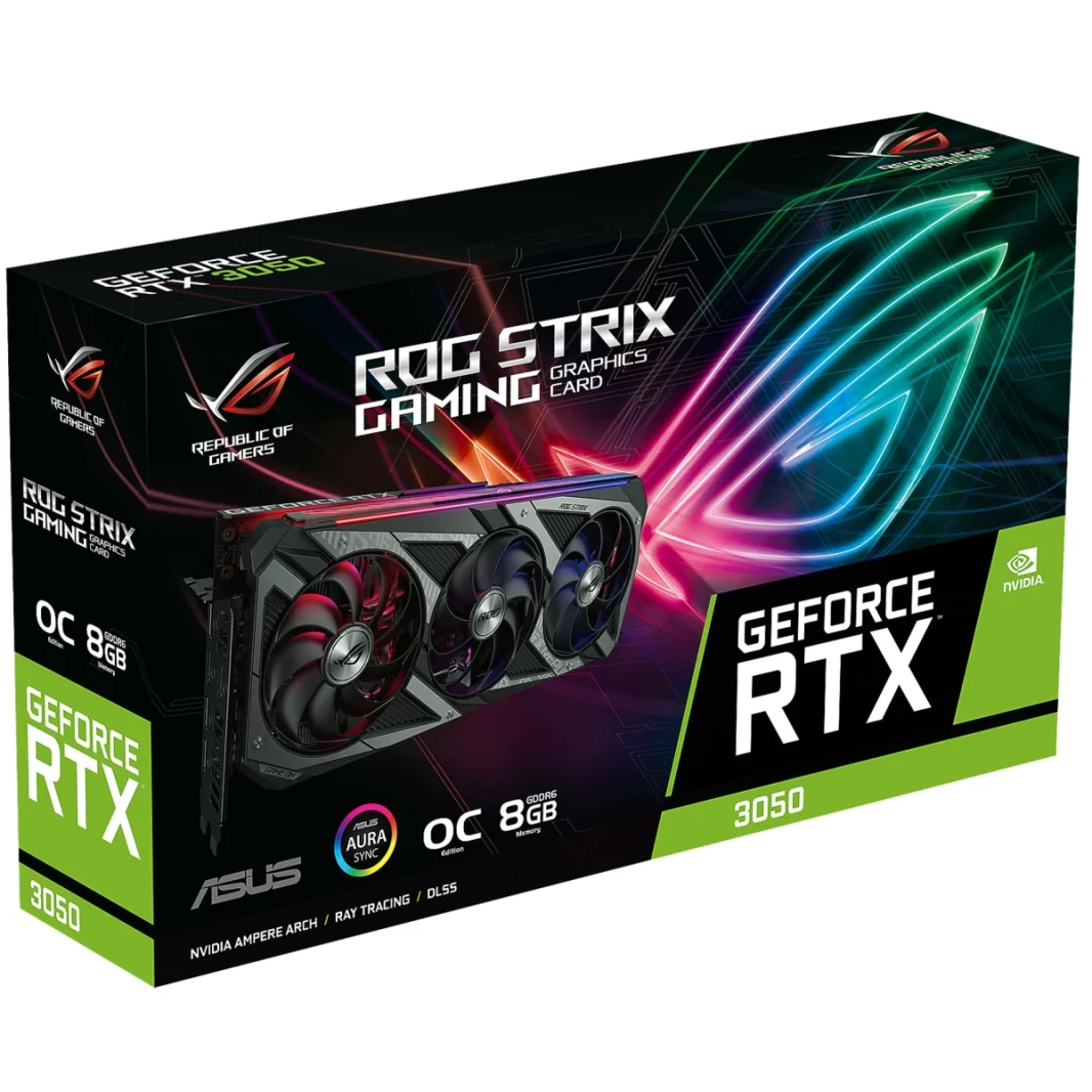 بطاقة الرسوميات ASUS ROG Strix GeForce RTX 3050 8GB GDDR6 OC Edition PCI Express 4.0