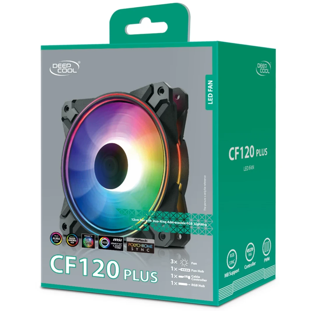 مجموعة DEEPCOOL CF120 Plus 120 مم من مراوح PWM 3 في 1