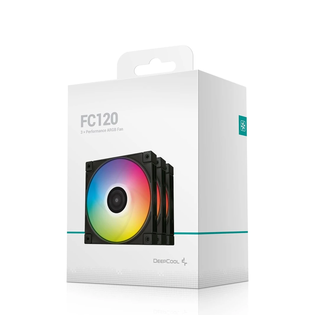 مجموعة 3 في 1 من DeepCool FC120 Black ذات الأداء العالي ومراوح ARGB LED PWM مقاس 120 مم