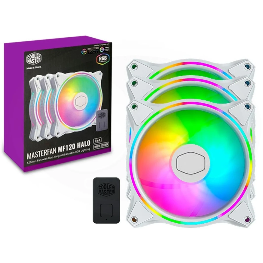 مجموعة مراوح Cooler Master MASTERFAN MF120 Halo 3in1 ARGB - إصدار أبيض