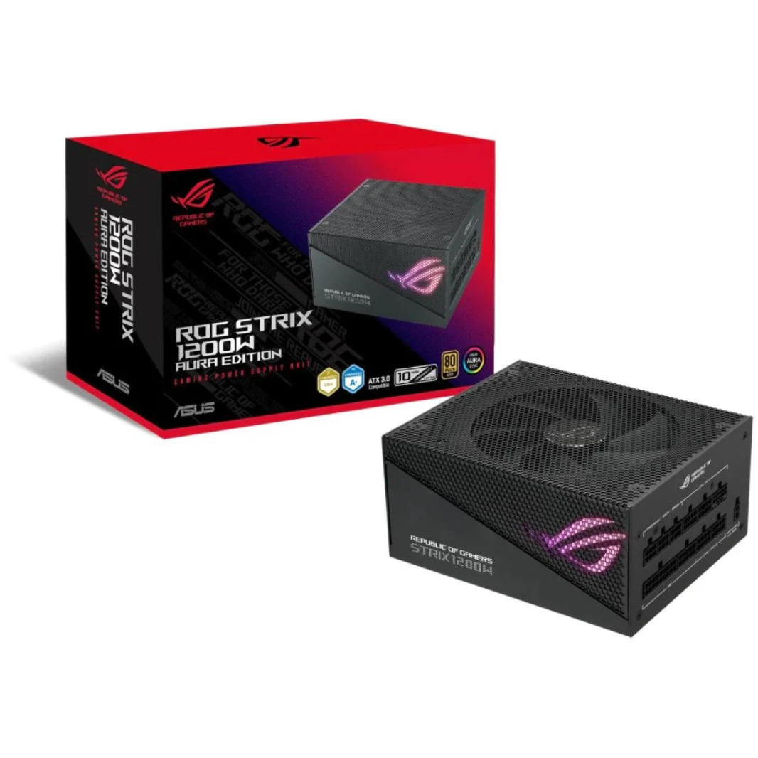 ASUS ROG Strix 1200W Gold Aura Edition (مزود طاقة قابل للتعديل بالكامل، معتمد من 80+ Gold، ATX 3.0، شهادة Cybenetics Lambda A+، متوافق مع PCIe Gen 5.0)