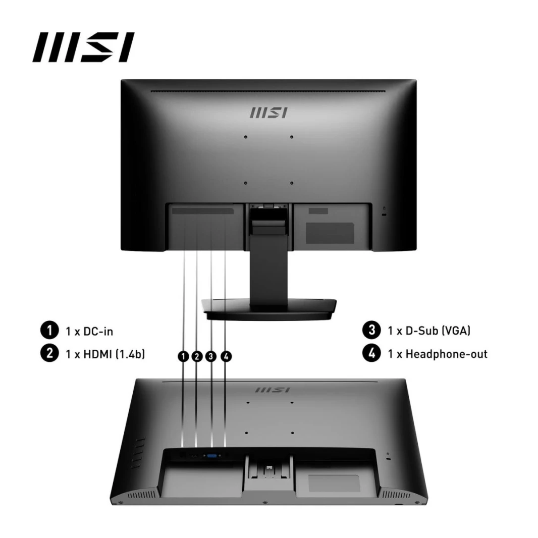 MSI PRO MP223 21.45 Inch Full HD Office LCD Monitor - 1920 X 1080, 100 Hz, Eye-Friendly Screen, VESA Mountable, Display Kit Support, Tilt-Adjustable