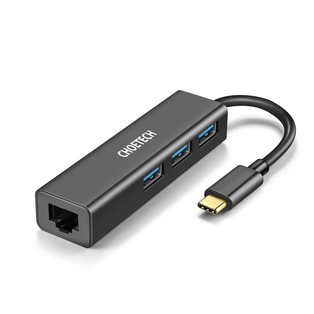محول Choetech Hub-U02 USB C إلى Ethernet، شبكة LAN من النوع C إلى Gigabit Ethernet