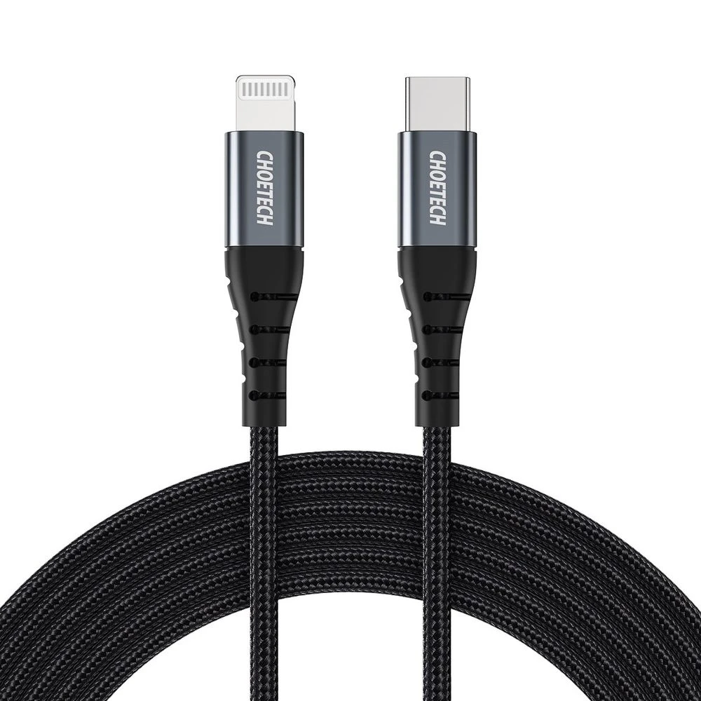 كابل مضفر من النايلون MFI من Choetech بطول 1.2 متر من النوع C إلى Lightning