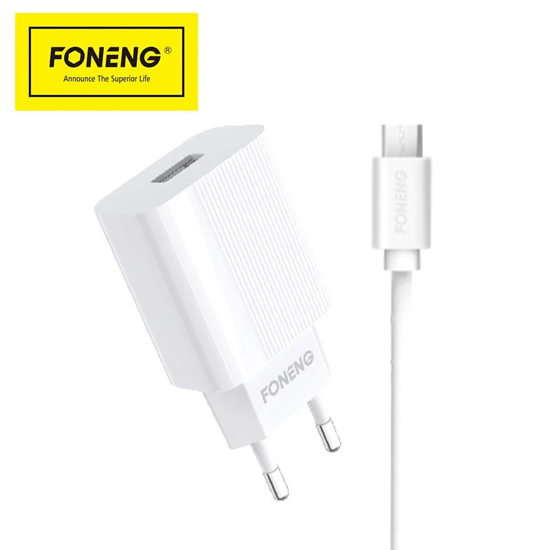 شاحن ذكي متزامن بمنفذ USB واحد بقوة 12 وات من FONENG EU28 مع كابل