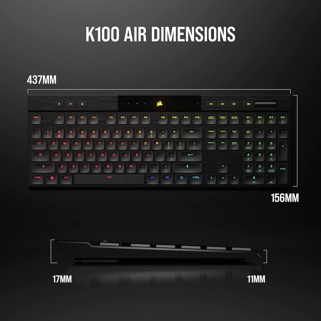 لوحة مفاتيح الألعاب الميكانيكية اللاسلكية Corsair K100 AIR Ultra-Thin RGB – CHERRY MX