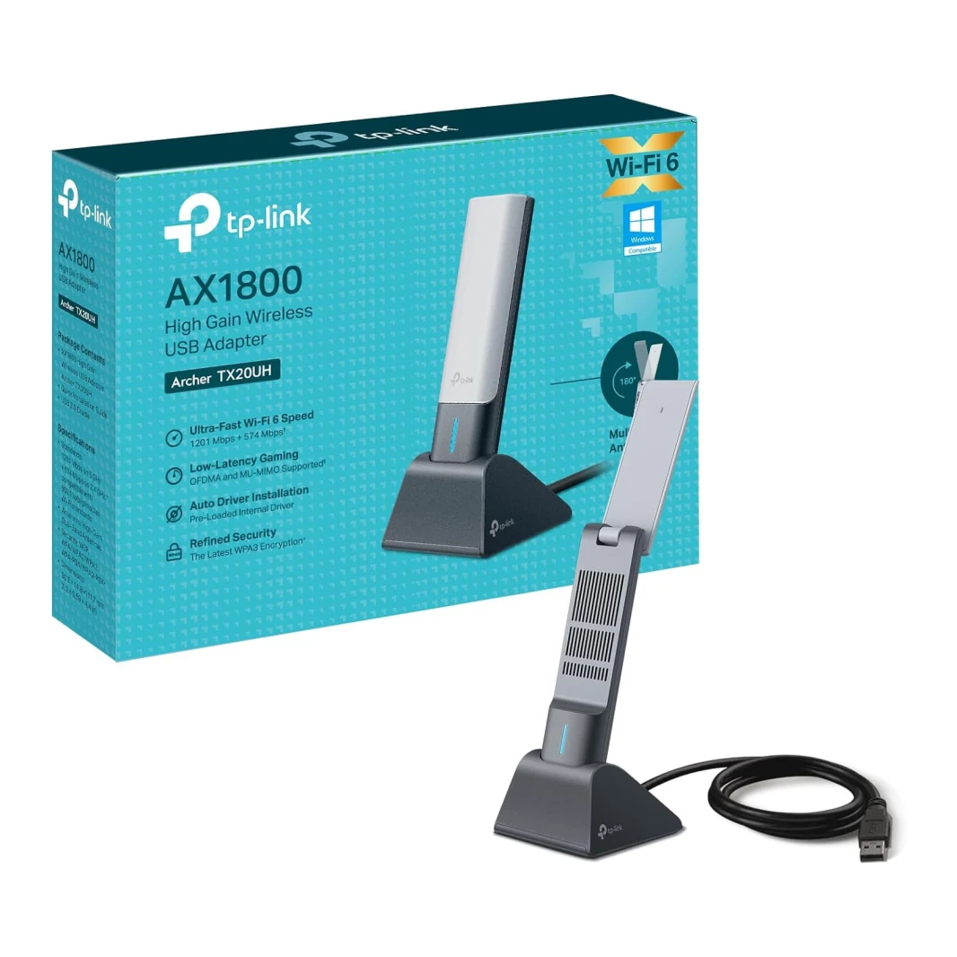 TP-Link AX1800 High Gain Dual-Band Wireless USB Adapter (Archer TX20UH)