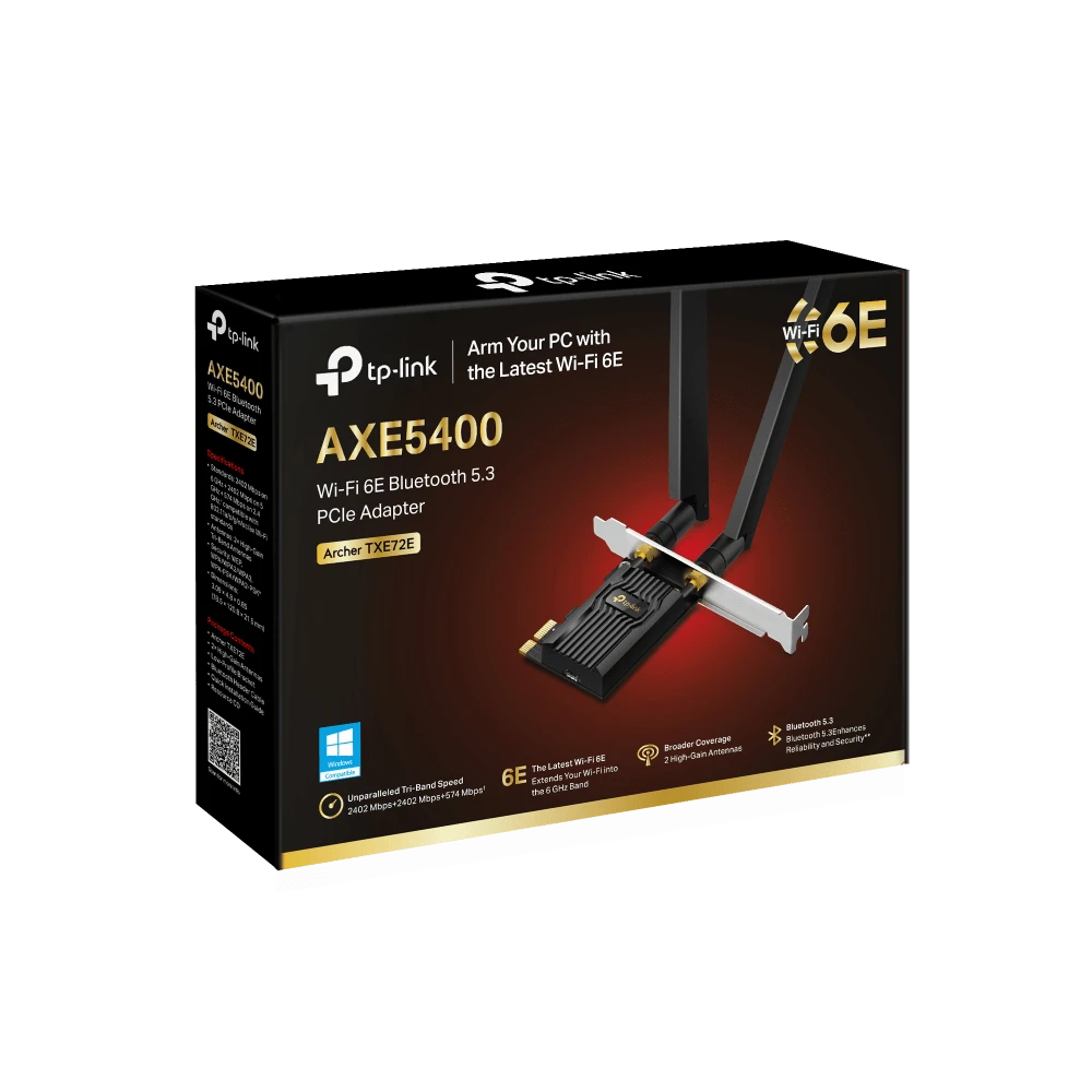 محول TP-Link AXE5400 Wi-Fi 6E Bluetooth 5.3 PCIe (Archer TXE72E)