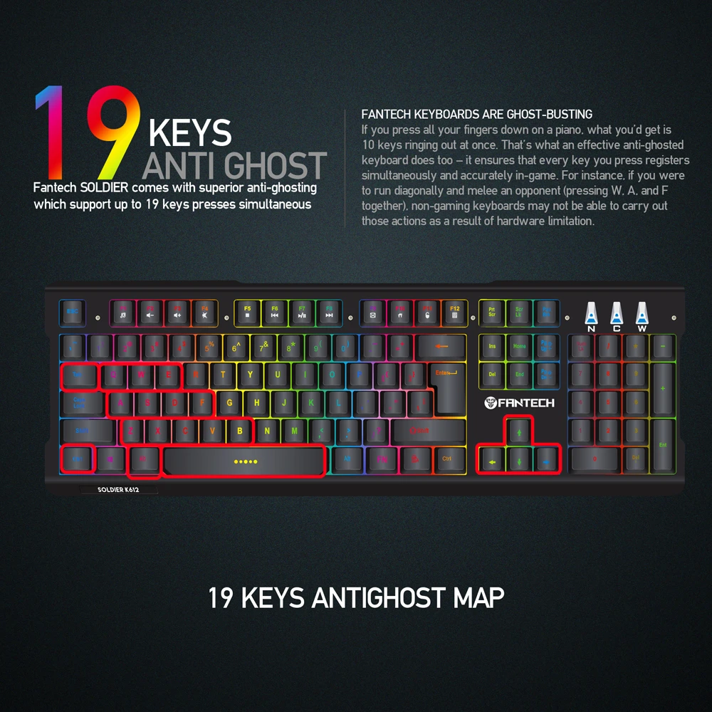 لوحة مفاتيح الألعاب Fantech K612 Soldier RGB