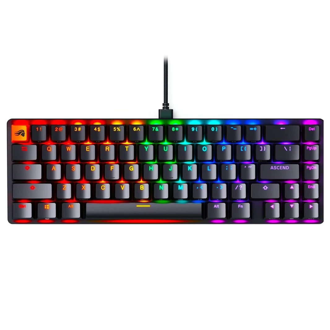 لوحة مفاتيح Glorious Gaming GMMK 2-65 Percent مع أغطية مفاتيح مزدوجة ومفاتيح خطية - أسود