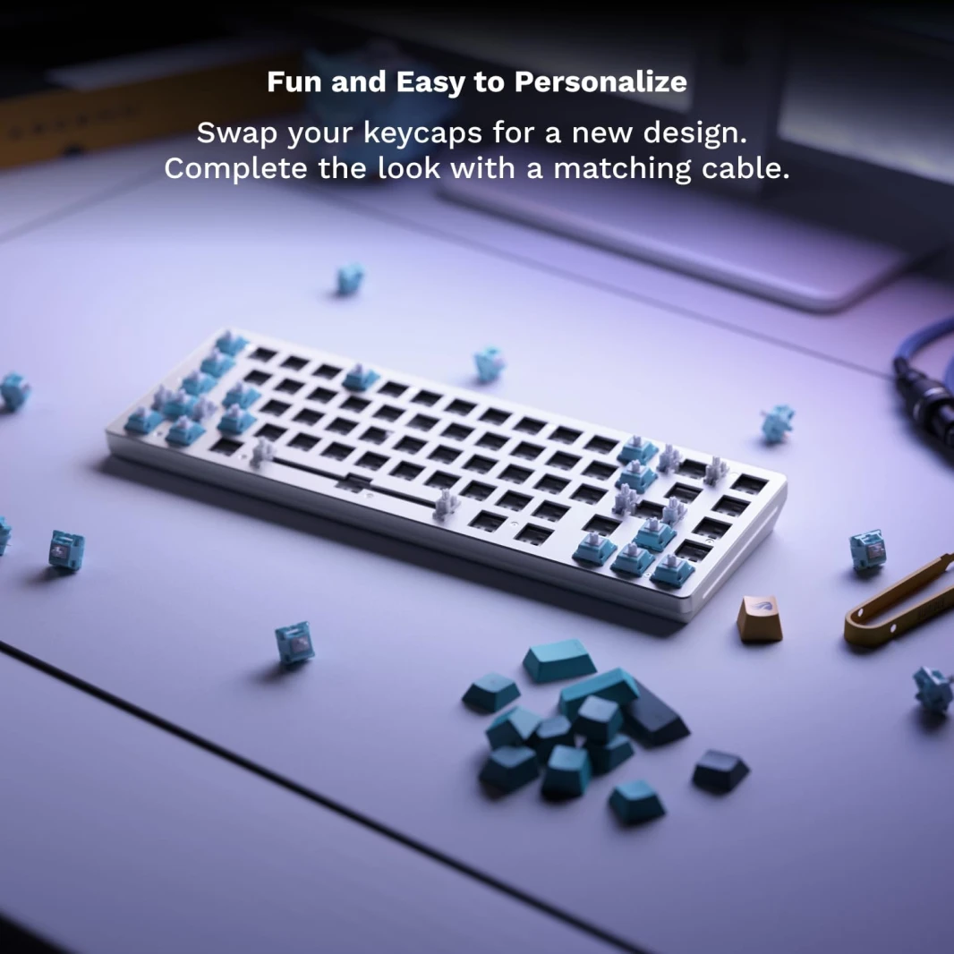 Glorious Gaming GMMK 2-65 Percent Keyboard Included Double Shot Keycaps & Linear Switches – White