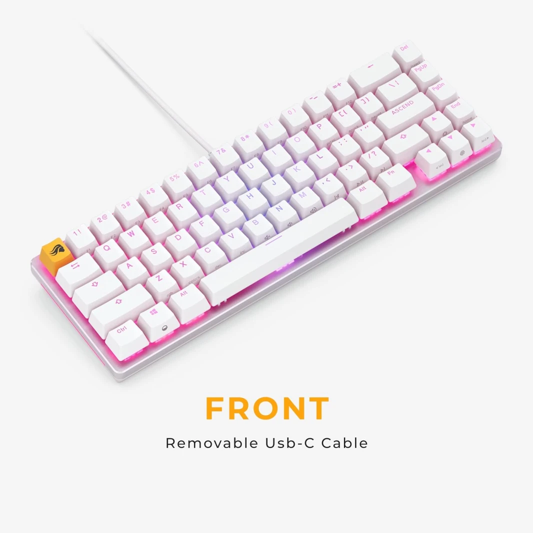 Glorious Gaming GMMK 2-65 Percent Keyboard Included Double Shot Keycaps & Linear Switches – White