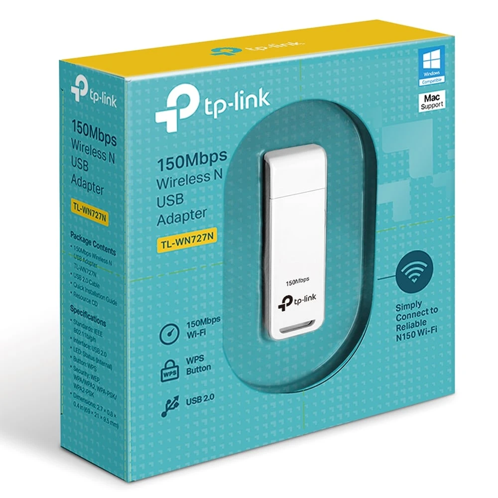محول TP-Link اللاسلكي N USB بسرعة 150 ميجابت في الثانية (TL-WN727N)