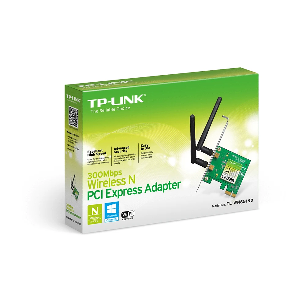 محول TP-Link اللاسلكي N PCI Express بسرعة 300 ميجابت في الثانية (TL-WN881ND)