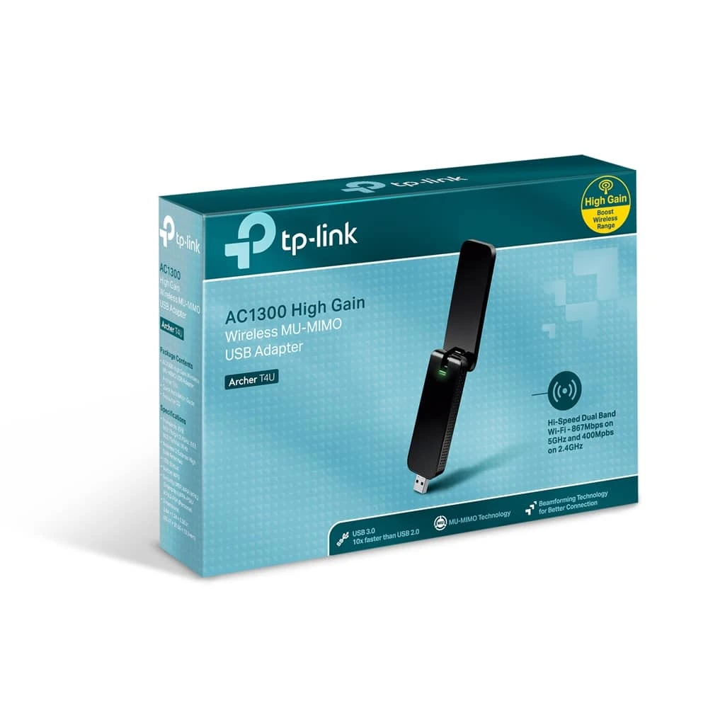 محول USB لاسلكي ثنائي النطاق AC1300 من TP-Link (T4U)