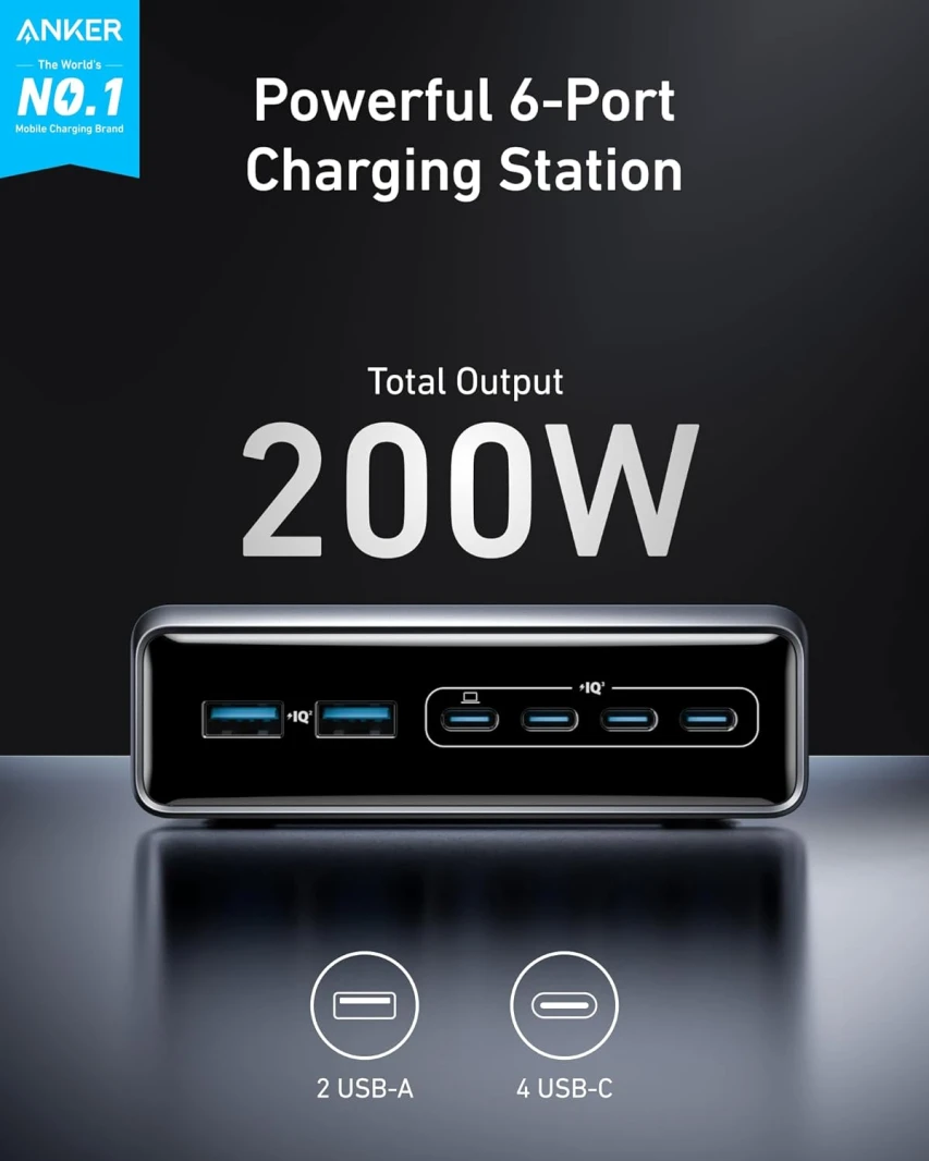 Anker Prime 200W GaN 6-Port Charging Station