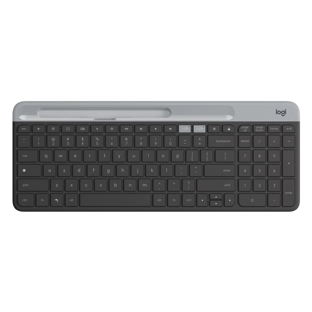لوحة مفاتيح Logitech K580 Slim متعددة الأجهزة لاسلكية تعمل بتقنية البلوتوث/2.4 جيجاهرتز - جرافيت