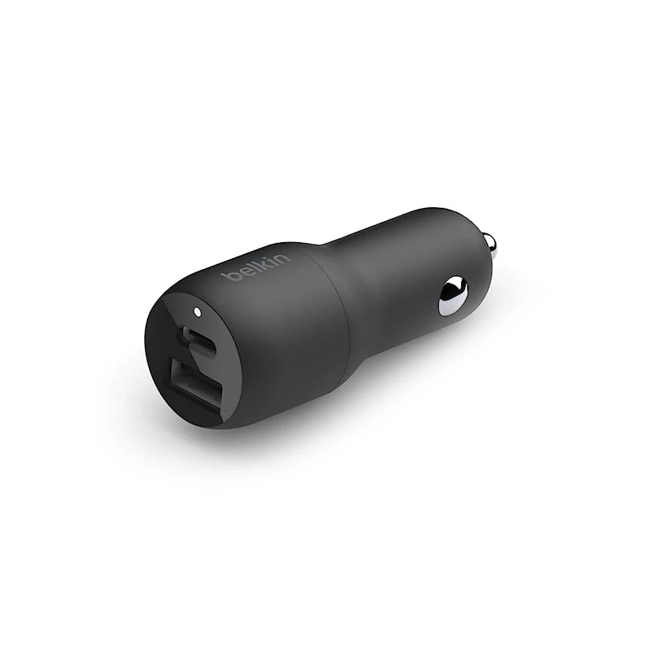 شاحن سيارة Belkin 37W بمنفذين USB-C PPS بقوة 25 وات ومنفذ USB-A بقوة 12 وات