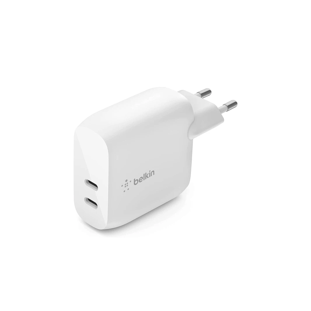 شاحن Belkin 40W 2-Port USB C PD 20W Fast Charger - أبيض