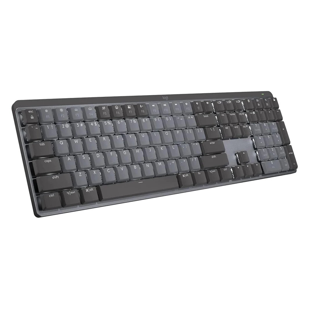 لوحة مفاتيح Logitech MX Mechanical Mini اللاسلكية المضيئة ذات الأداء العالي والمريحة ذات المفاتيح القابلة للنقر - جرافيت