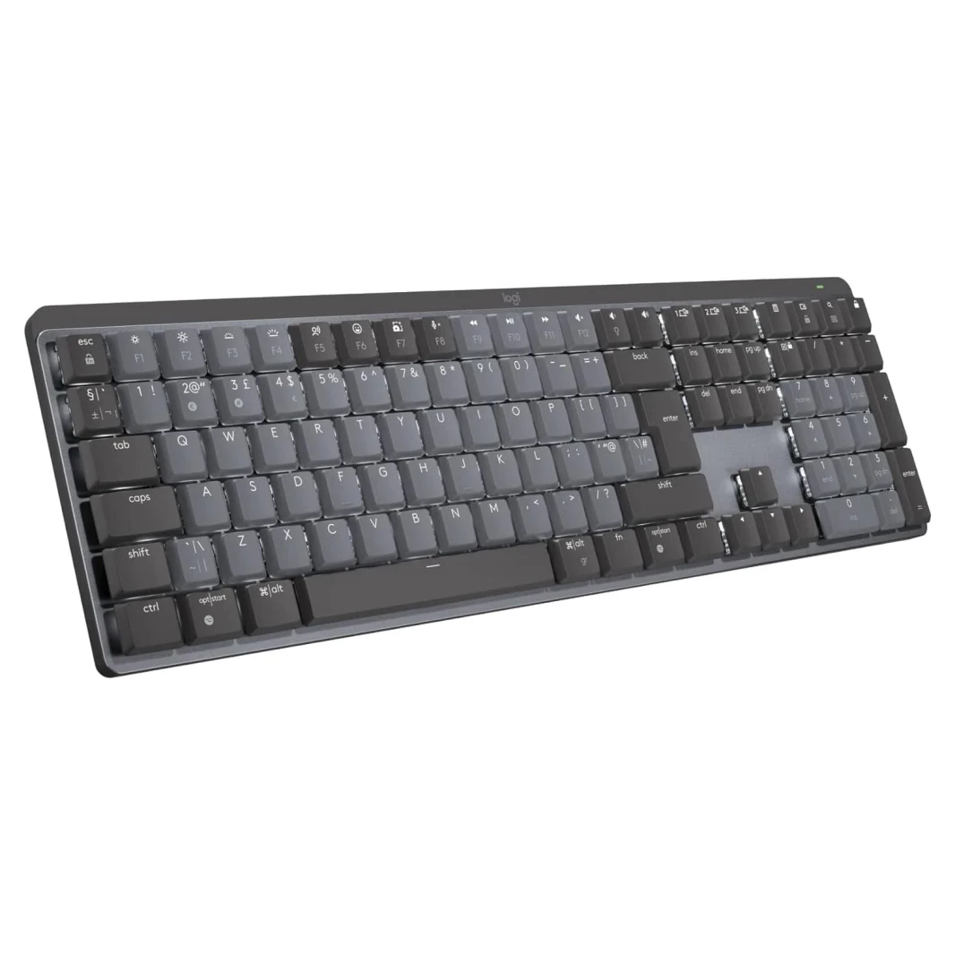 لوحة مفاتيح Logitech MX الميكانيكية اللاسلكية المضيئة عالية الأداء ذات المفاتيح الهادئة - جرافيت