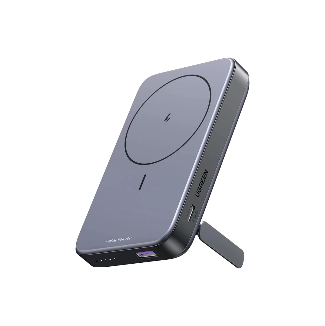 UGREEN 10,000mAh Magnetic Wireless Power Bank with 3 Ports and Stand – Black
